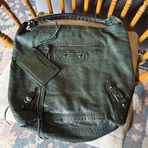 BALENCIAGA Day Hobo Shoulder Bag, 2006 Sapin (Dark Green), Chevre Leather